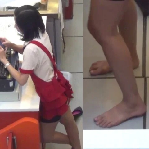 【HD動画】ショップ店員のパンプス脱ぎなど3シーン