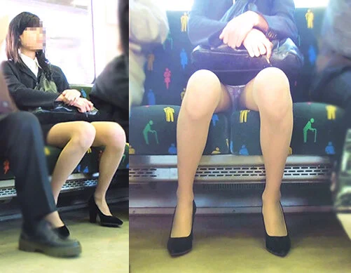 電車対面エロいスーツOLさん開脚モロ見えパンツ撮り