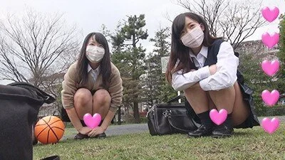 【個撮】慣れてない!純粋!超かわいい!二人組たまごちゃん!嵐の前のバスケパンチラ