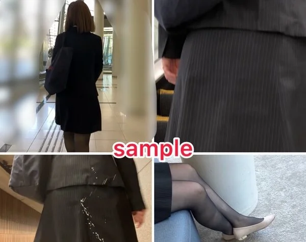 紺色ストライプスカートスーツのOLお姉さんにぶっかけ・前編