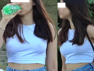 【フルHD】ノーブラにTシャツで乳揺れが凄い美人さん