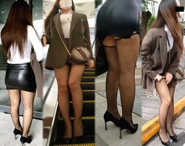 【高画質】巨乳ピタ尻 何度もパンストがずり落ちて