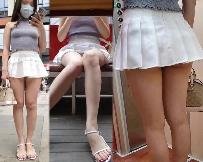 【高画質】下尻丸見えのミニスカ 机の下も!