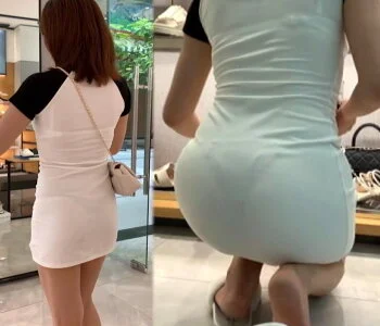 【高画質】透け尻ワンピの美人 雑貨店とバッグ店