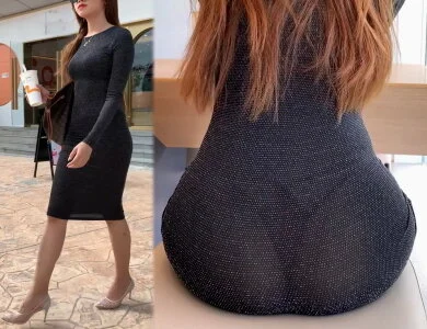 【音あり高画質】透け尻透けパンに巨乳!パンツの輪郭と形が浮き出てます