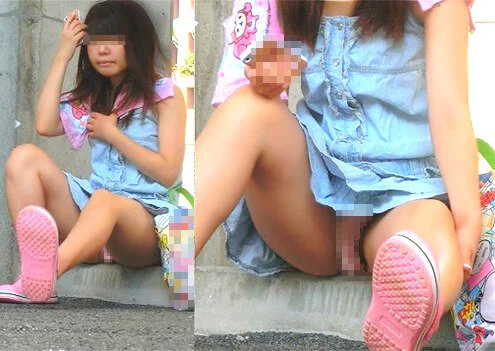 【限定無修正高画質】ゆるゆるパンツの隙間に視線釘付け!ろり■■のきわど過ぎるパン