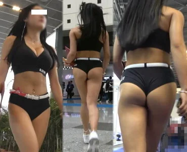 走る巨乳とハミ尻のインストラクター!