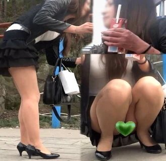 高画質 公園で見つけたしゃがみパンスト美人