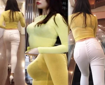高画質 超美人の透けブラ巨乳のピタ尻さん