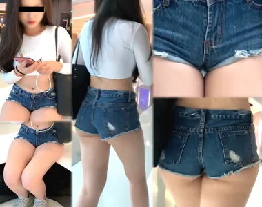 高画質 可愛い美人!食い込んだ短パンのハミ尻