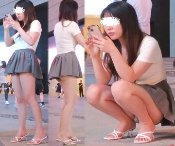 高画質 可愛いミニスカさんのしゃがみ、下尻パンチラ