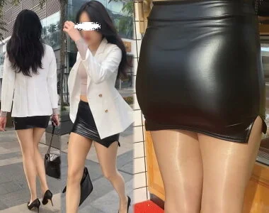 高画質 タイトミニのパンツライン尻!パンスト 美人