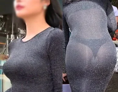 高画質 透け尻タイトワンピの巨乳さん