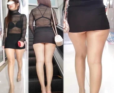 高画質 パンストはみ尻タイトミニ美人