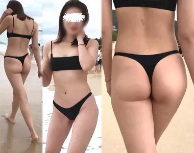 音あり高画質 海水浴場のとんでもないTバック尻