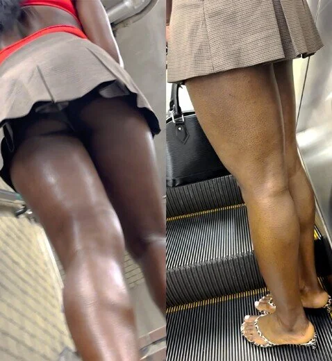 黒人のデカ尻!!超短いスカートを履いて見せびらかす