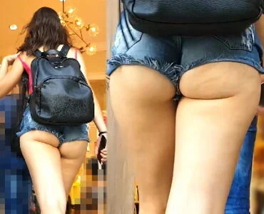 【フルHD】街の強烈なハミ尻9!圧巻のデカ尻
