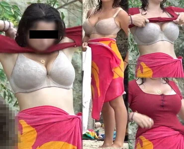 【フルHD】海水浴場で生着換えの爆乳さん!
