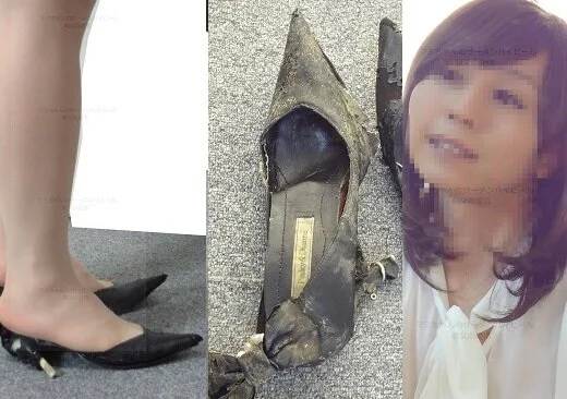 マミちゃんのザーメンハイヒール21 スリッパ状態となった黒ヒール