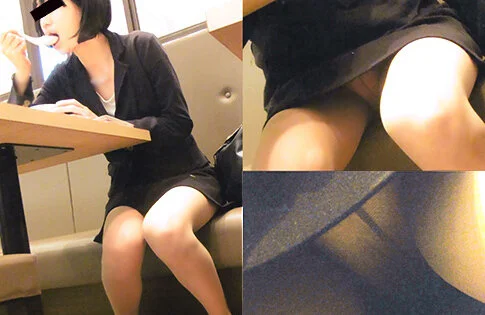 カフェで気を抜く美人OLさんの透けパンチラじっくり■■FHD動画
