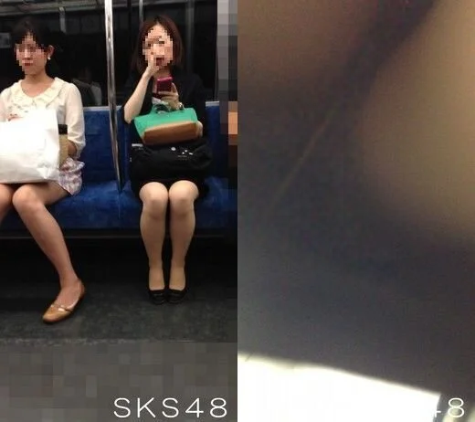 キャリアウーマンさん逆さ撮り 逆さの後は電車で対面撮り 隣の女子大生も可愛いです