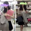 【長身色白■■系美■■】買い物中、白地に黒模様のPが可愛い!【階段下から丸見え】