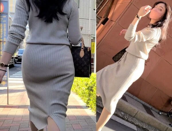 ニットワンピな艶めく爆尻美女との遭遇!