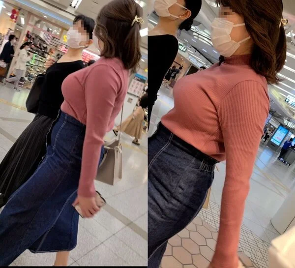 豪乳ニット乳美女の降臨!圧巻の重量級乳!