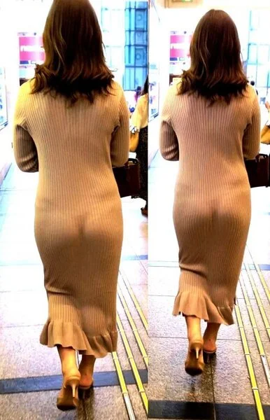 伝説のS級美女肉尻!ニットワンピなスケスケすぎるTバック尻!