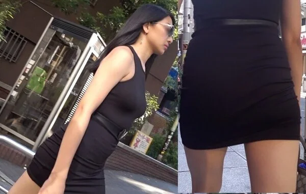 伝説のノーパンコーデ!黒ギャル美女のエロすぎるタイトワンピが超エロい!!