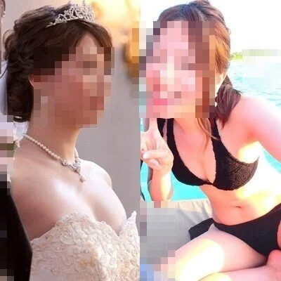 素人女性84 ドレスからおっぱい見えそうな花嫁さんと水着新婦さん