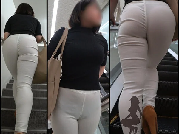 【着衣:白スキニー】穏やかそうな雰囲気のお嬢さんがピッタピタの白スキニー穿いた途