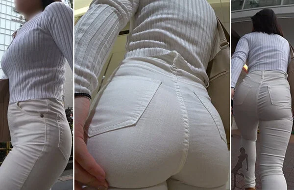 【着衣:白スキニー】大きいお尻がコンプレックスらしい彼女ですが実は人気がる事に気