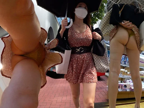 ☆顔出し☆【着衣:レザースカート&ミニワンピ】純朴OLのHなパンティー VS 長