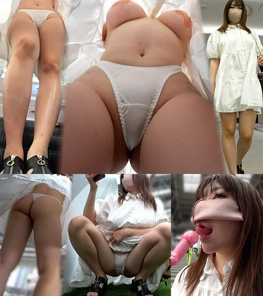 【無防備Gカップ】ノーブラ爆乳×食い込みTバック尻の白ワンピ美女がエロすぎ!!無