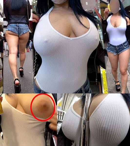 【Kカップ×爆尻】ノーブラ爆乳&肉厚ヒップ美女が街中で暴れ散らす!!勃起乳首をチ