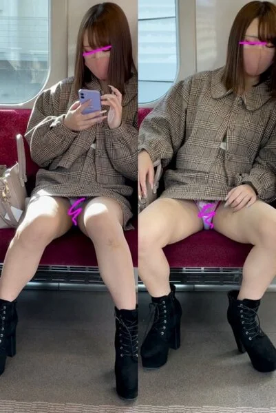 (顔モ無し)スケパンお姉さんのいねむりパンチラ☆