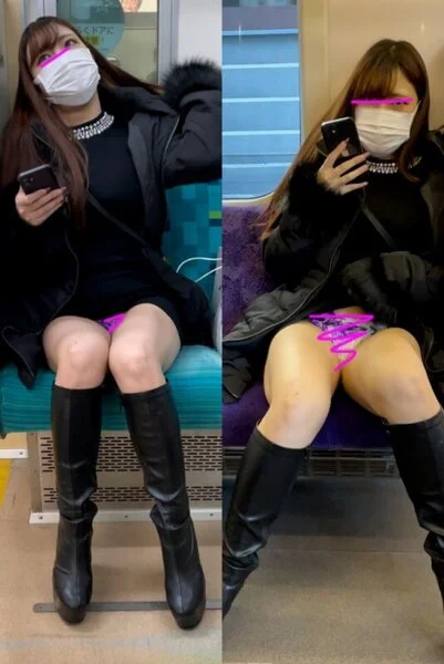 (顔モ無し)黒ニットワンピースお姉さんの誘惑パンチラ☆