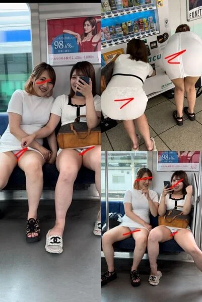 (顔モ無し)白ニットワンピスケギャルたちのパン☆