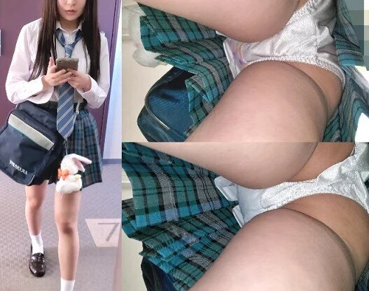【逆さ撮り】制服美■■ エレベーター逆さパンツ-11【本編顔出し】