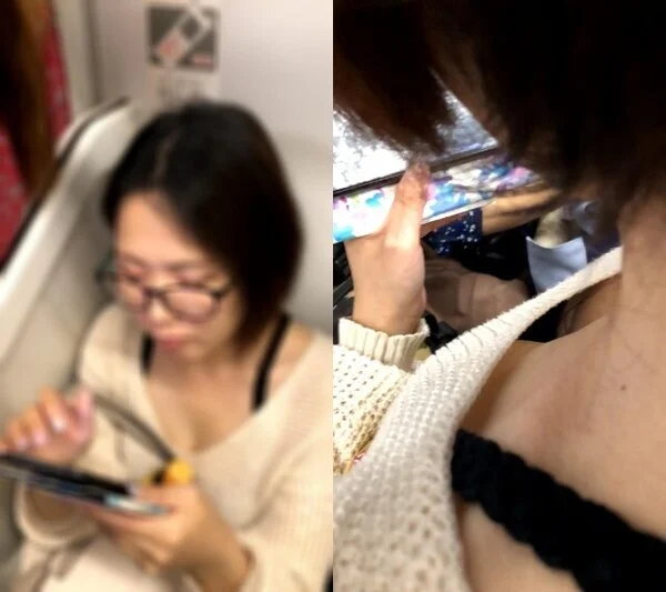 押し付け■■しながら胸の谷間を見せてくれるお姉さん