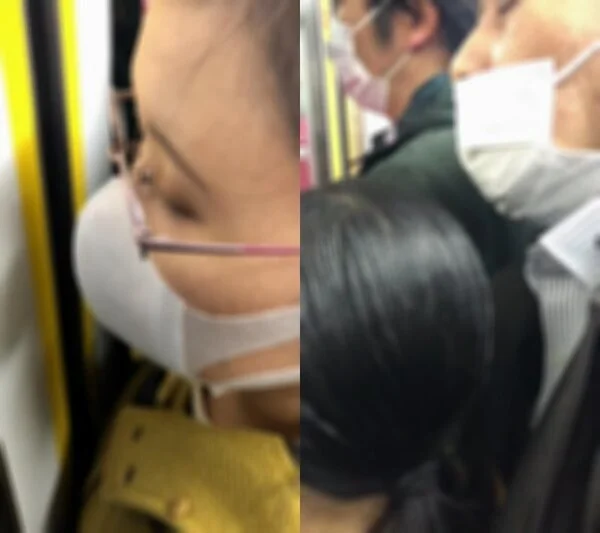 ドアに押し付けられて密着■■されるお姉さん