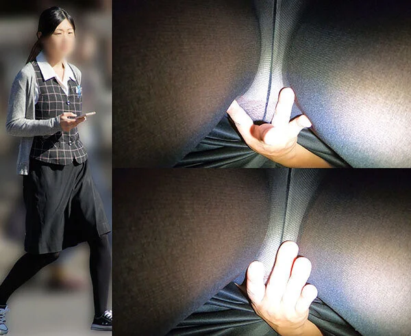 【車内タッチ】制服姿のまま「おつかい」を頼まれたのにパンティー汚れるほど感じる真