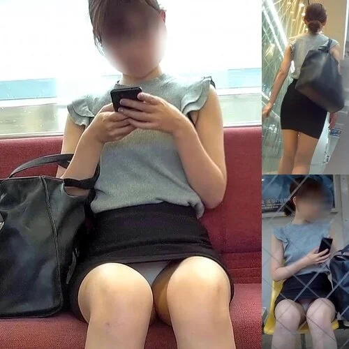 【電車対面パンチラ40】☆三角ゾーン観察記録/純白OLさん(合体再編)