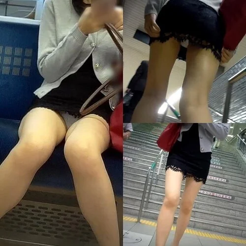 【電車対面パンチラ24】☆三角ゾーン観察記録/映える美脚の彼女!