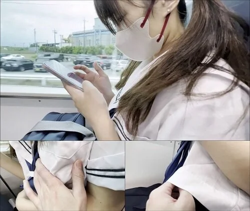 電車お触り16 ツインテールの超可愛いこの生おっぱいを触りまくり…エロ過ぎ…必見