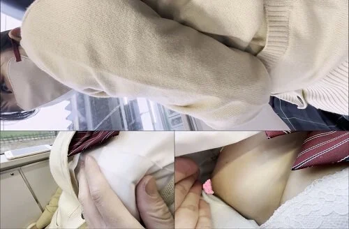 電車お触り22 大人しい可愛いコの隣をキープして身体を触りまくりました!!巨乳を