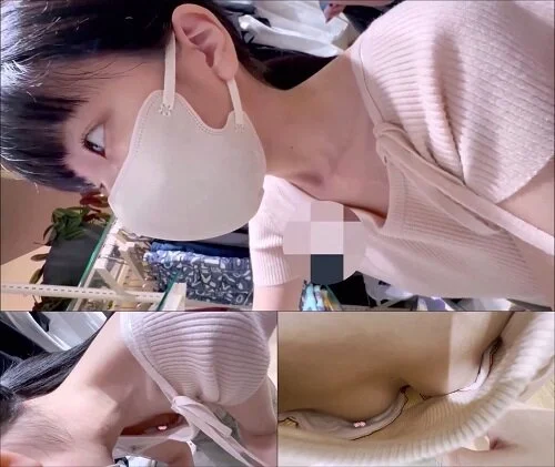 店員チラ☆激カワの研修中店員さんを誘導し乳首を近距離で撮影!!大人しかったのでお
