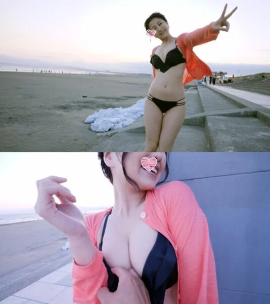 海水浴場でやたら目立つ巨乳