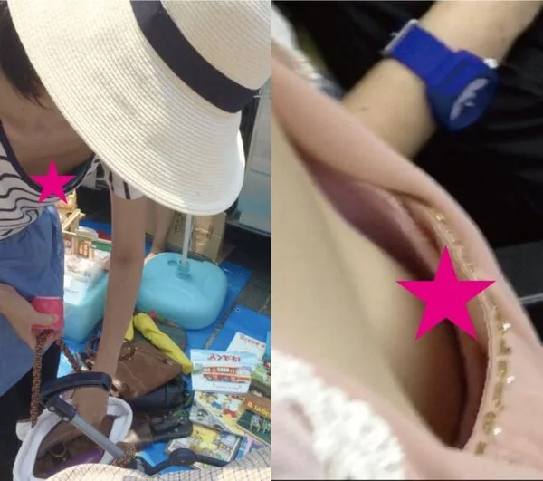 【乳首ちら】フリマで発見 浮きブラ/胸ちらの20代ママ おまけ付き